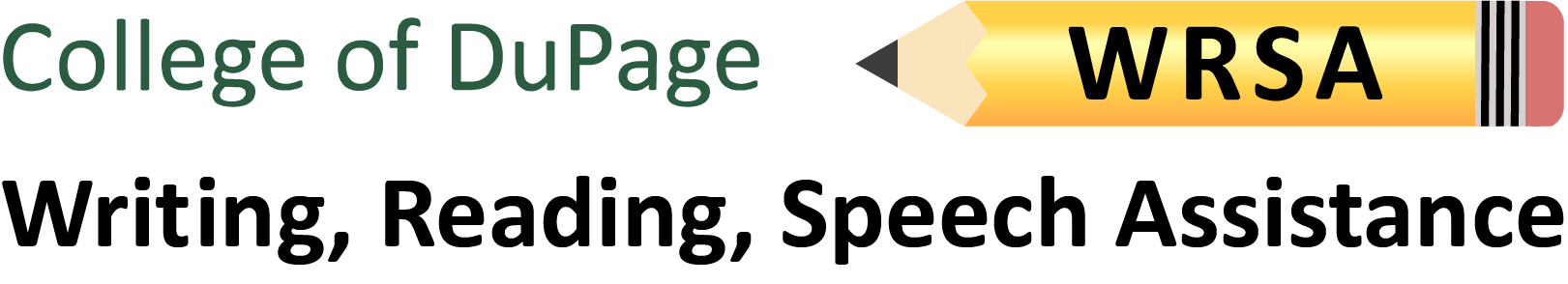 College of DuPage Writing, Reading, Speech Assistance (WRSA) Logo